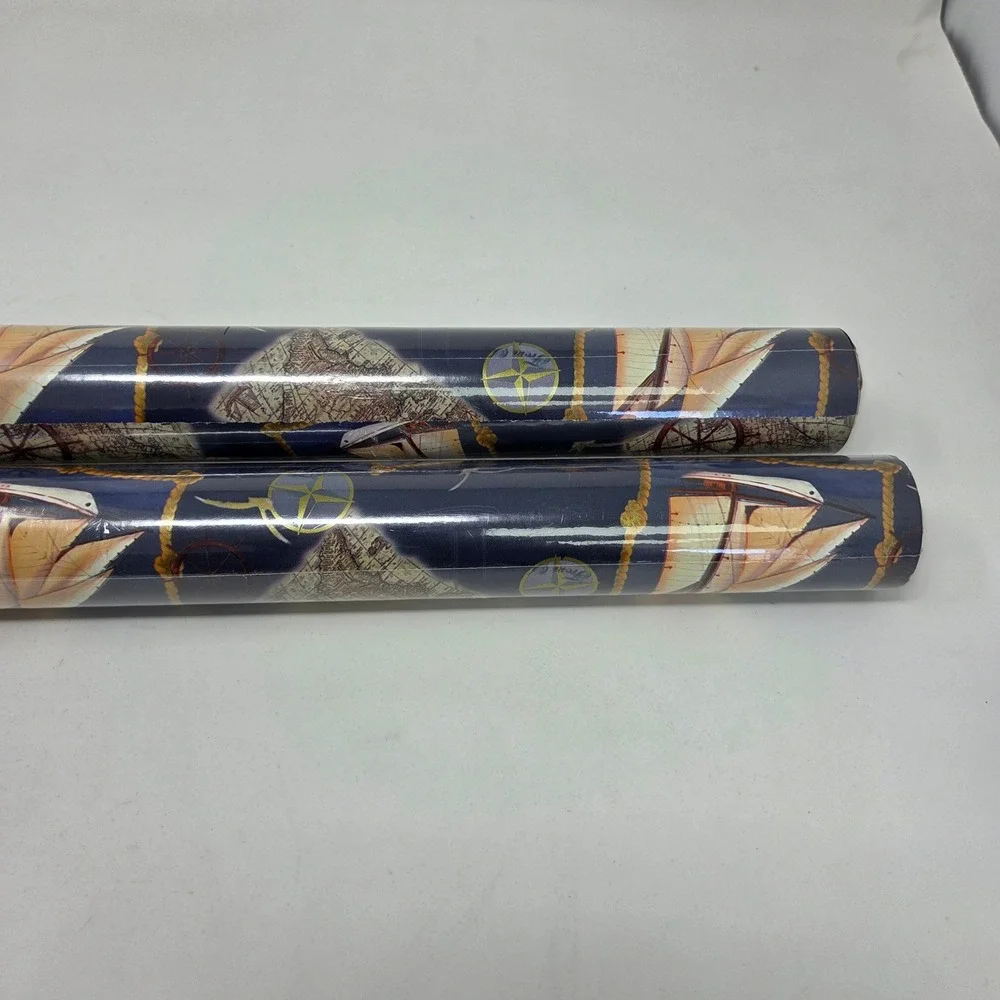 Jessica Stewart Ships Giftwrap 2 Rolls Nautical Navy‎ Blue 24in x 20ft 80 Sq Ft